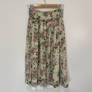 Vintage Cullinane 100% Silk Floral Print Midi Skirt‎